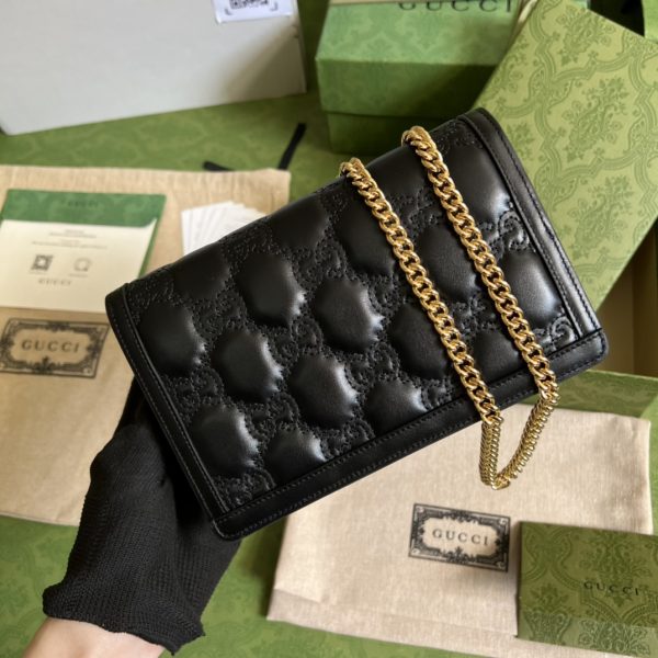Replica Gucci GG Matelasse Chain Wallet 723787 Black - Image 9