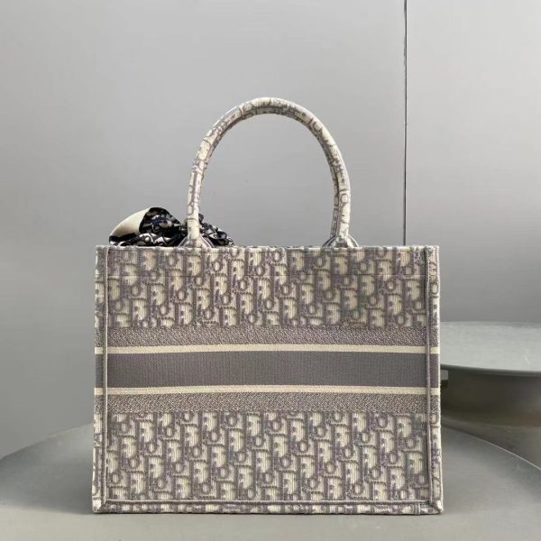 Replica Dior Book Tote Medium Gray Oblique Embroidery M1296Zriw - Image 6