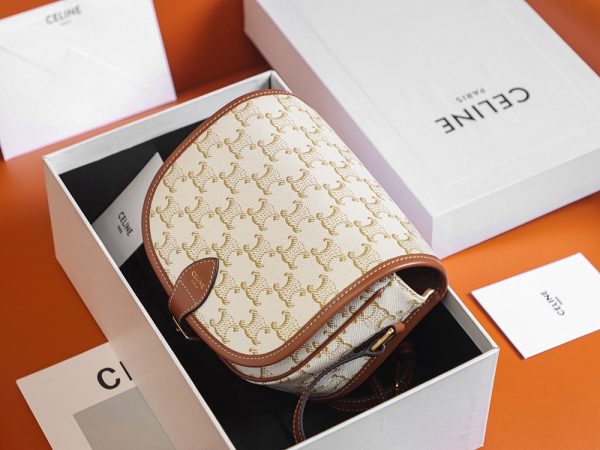 Celine Folco Medium Bag - Triomphe Canvas & Calfskin Replica - Image 3
