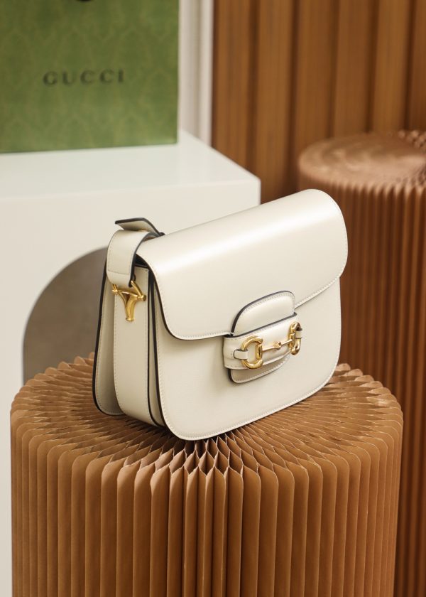 Replica Gucci Horsebit Shoulder Bag White Leather 602204 - Image 6