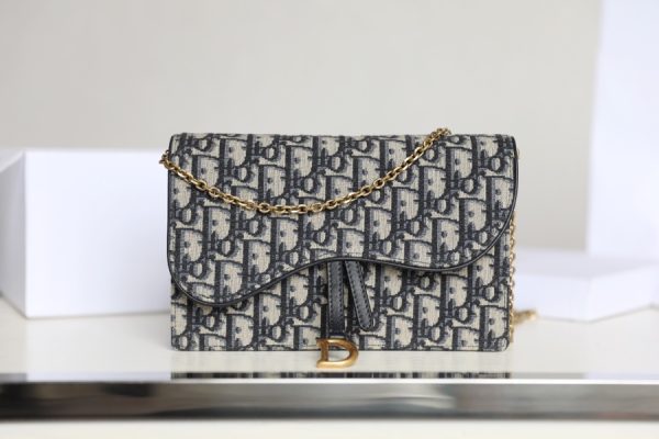 Replica Dior Saddle Pouch in Blue Oblique Jacquard - Image 6