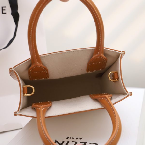 Celine Mini Vertical Cabas Replica - Textile & Calfskin Print - Image 2