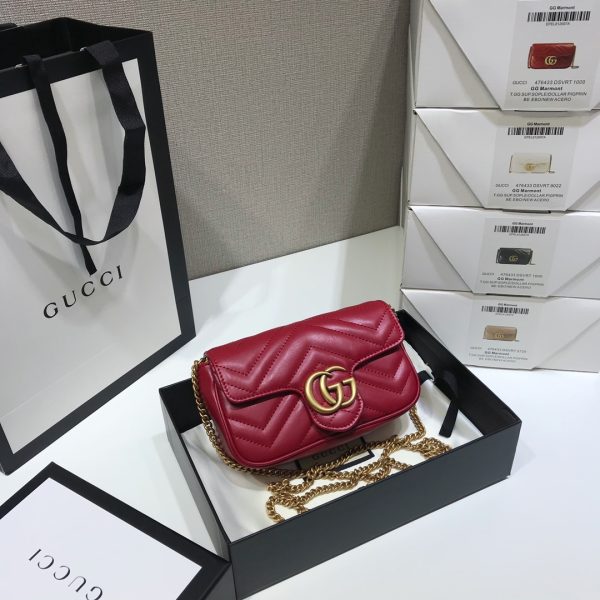 Replica Gucci GG Marmont Super Mini Red Bag 476433 - Image 3
