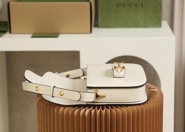 Replica Gucci Horsebit Shoulder Bag White Leather 602204 - Image 3
