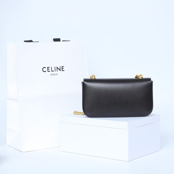 Celine Triomphe Shiny Calfskin Gold Chain Shoulder Bag Replica - Image 7