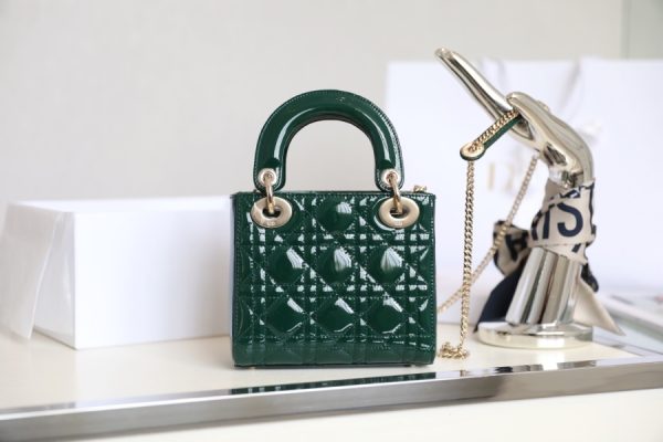 Replica Dior Mini Lady Dior Bag - Emerald Green Patent Calfskin - Image 6
