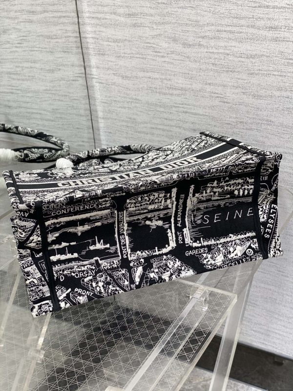Replica Dior Book Tote - Black & White Paris Embroidery - Image 6