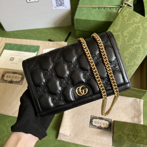 Replica Gucci GG Matelasse Chain Wallet 723787 Black