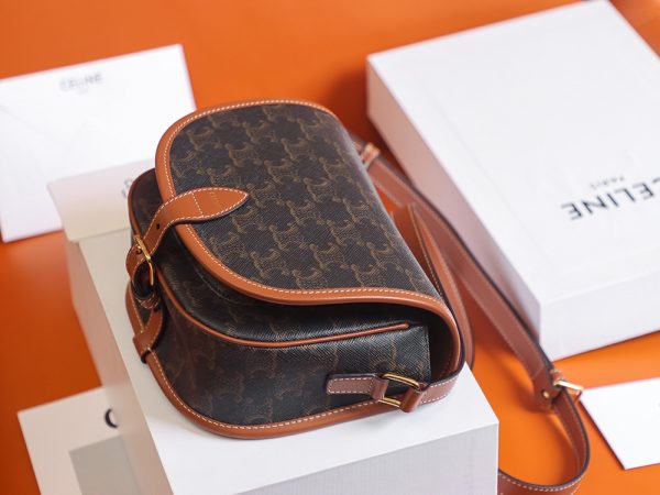 Celine Medium Triomphe Canvas & Calfskin Replica Folco Bag - Image 2