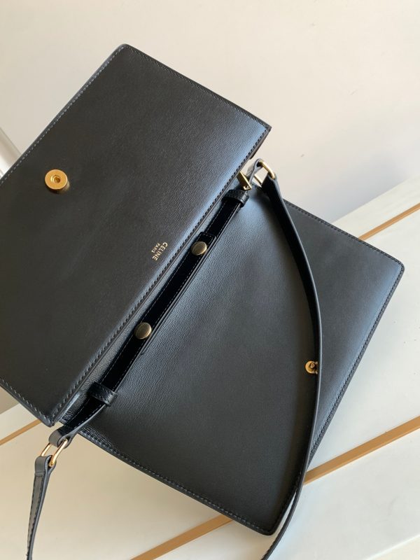 Celine Trapeze Triomphe Bag – Black Shiny Calfskin Replica - Image 8