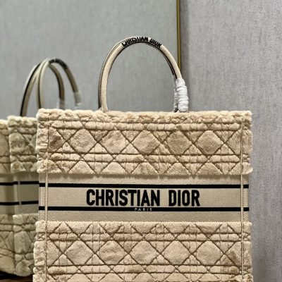 Replica Dior Book Tote Large Beige Cannage Shearling Bag