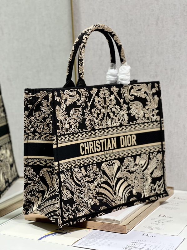 Replica Dior Book Tote – Black & White Cornely Embroidery - Image 8