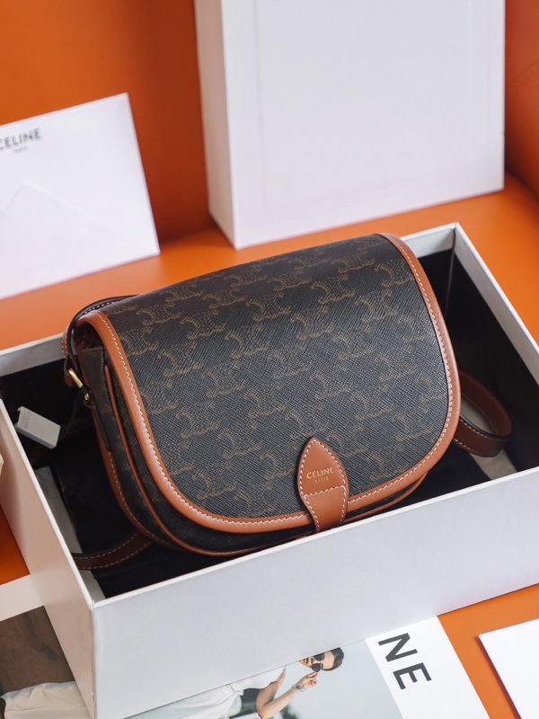 Celine Medium Triomphe Canvas & Calfskin Replica Folco Bag - Image 9