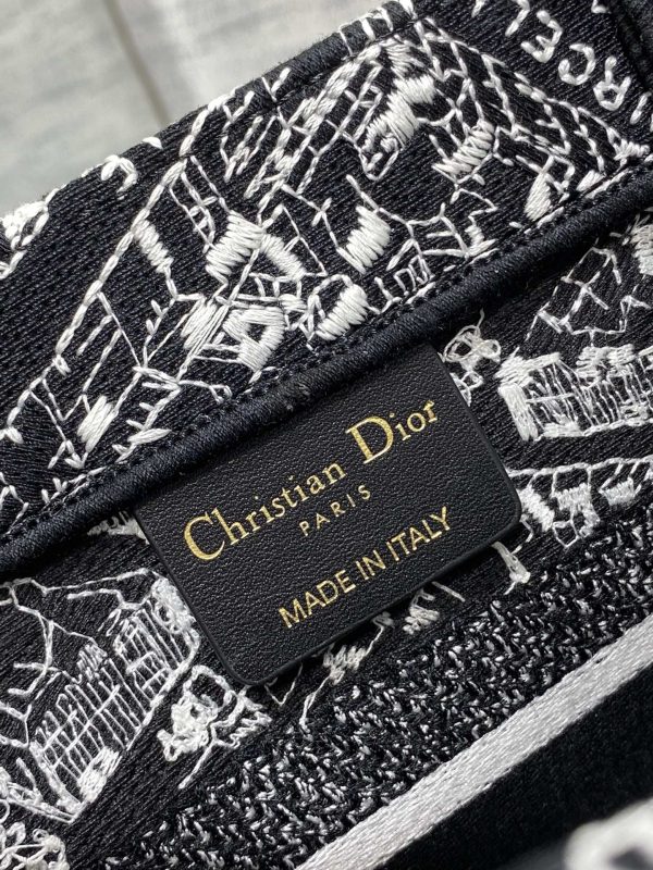 Dior Book Tote Replica – Black & White Paris Embroidery, Large M1265Zomp_M993 - Image 2