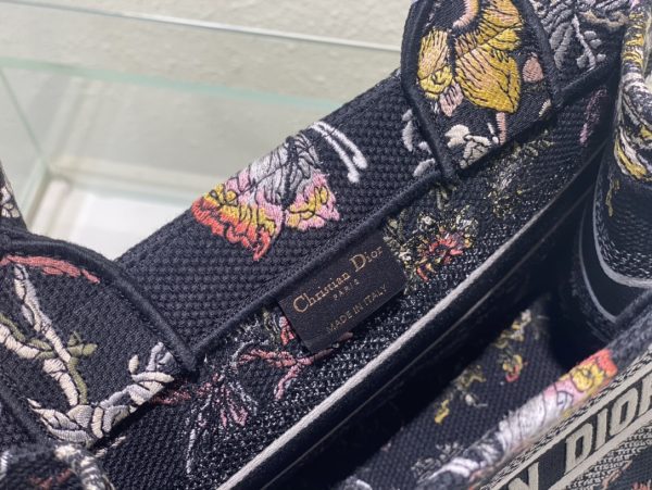 Replica Dior Book Tote: Black & Multicolor Botanique Embroidery - Image 2
