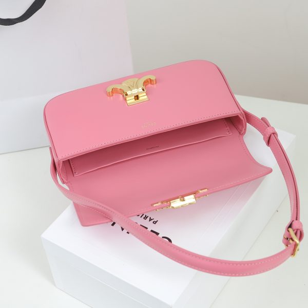 Replica Celine Triomphe Shoulder Bag - Shiny Calfskin Pink - Image 2