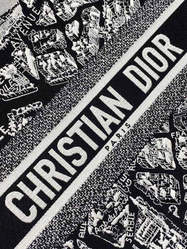 Replica Dior Book Tote - Black & White Paris Embroidery - Image 8