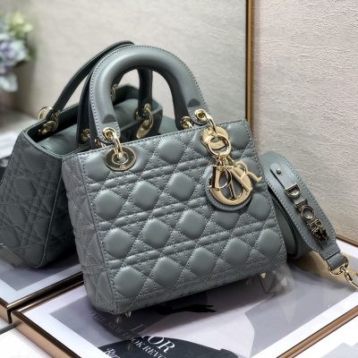 Replica Dior Lady Bag - Blue Patent Cannage Calfskin