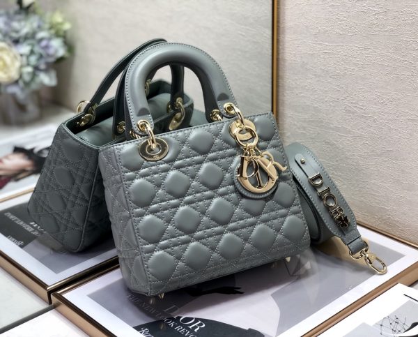 Replica Dior Lady Bag - Blue Patent Cannage Calfskin