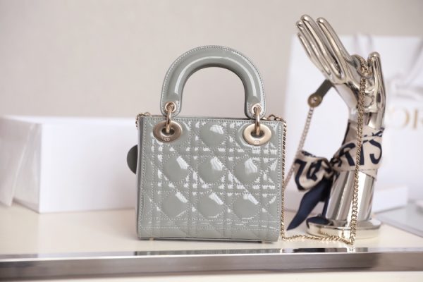 Replica Dior Mini Lady Dior Bag - Cloud Blue Patent Calfskin - Image 5