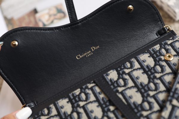 Dior Saddle Wallet with Chain - Blue Oblique Jacquard - Image 8