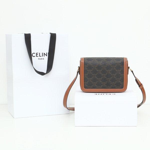 Black Celine Teen Triomphe Replica Bag - Canvas & Calfskin - Image 7