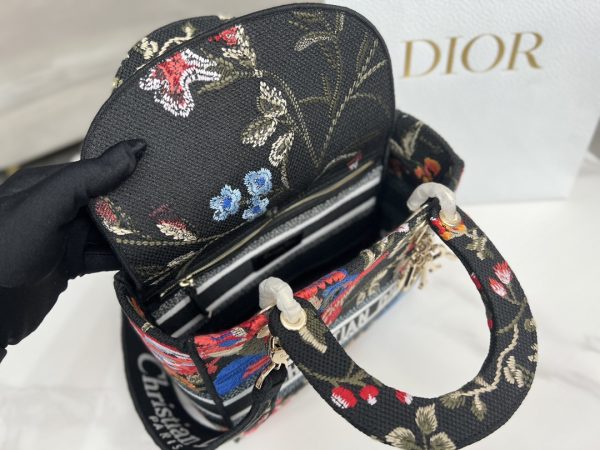 Replica Dior Lady D-Lite Bag Black Multicolor Bird Embroidery - Image 2
