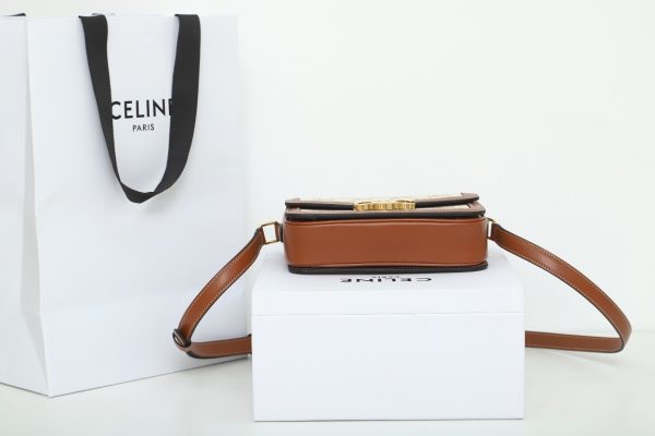 Replica Celine Teen Triomphe Bag - White Canvas & Calfskin - Image 4