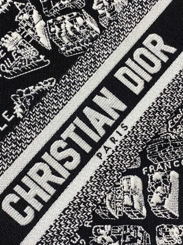 Dior Book Tote Replica – Black & White Paris Embroidery, Large M1265Zomp_M993 - Image 8