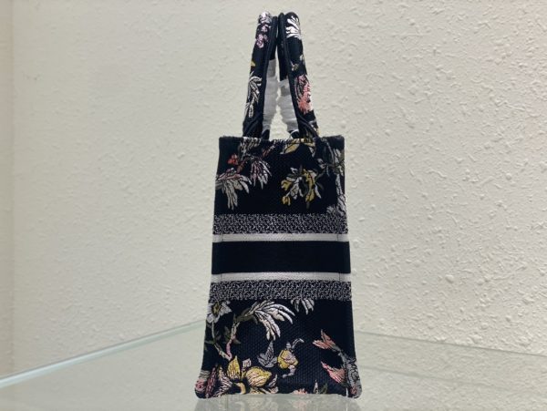 Replica Dior Book Tote: Black & Multicolor Botanique Embroidery - Image 5