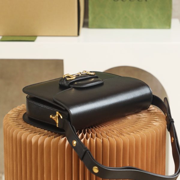 Gucci Horsebit 1955 Replica Shoulder Bag – Black Leather - Image 4