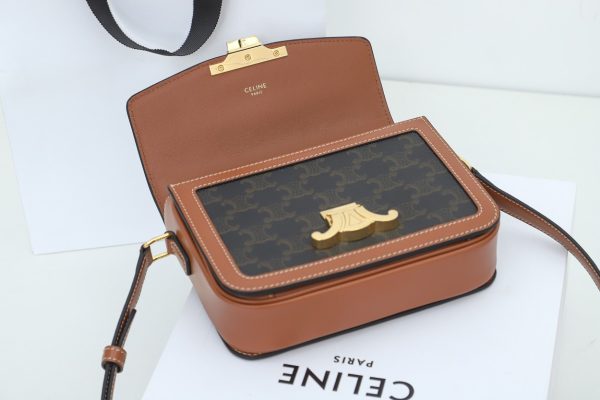 Black Celine Teen Triomphe Replica Bag - Canvas & Calfskin - Image 6