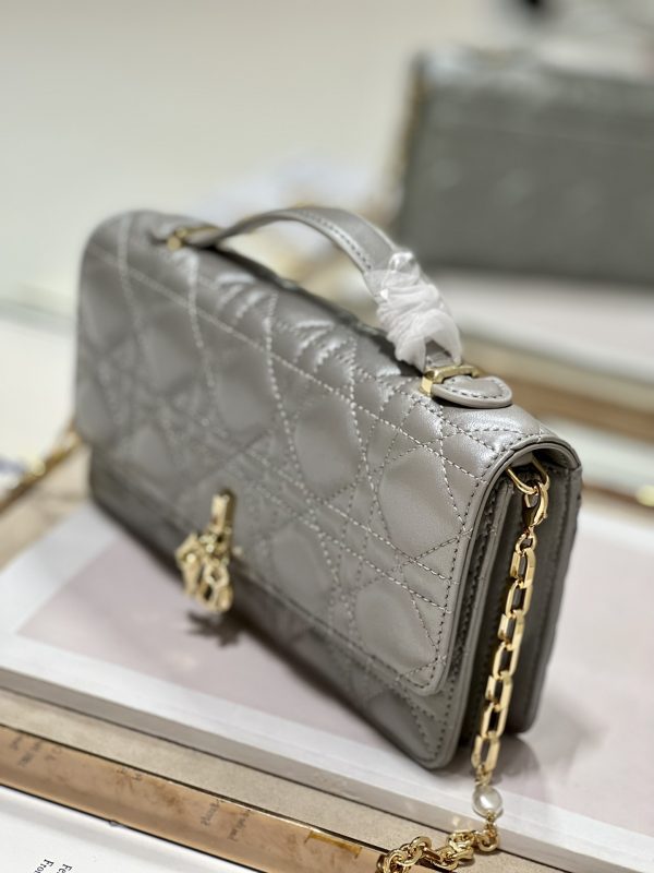 Replica Dior Miss Mini Bag - Metallic Gray Lambskin Elegance - Image 5