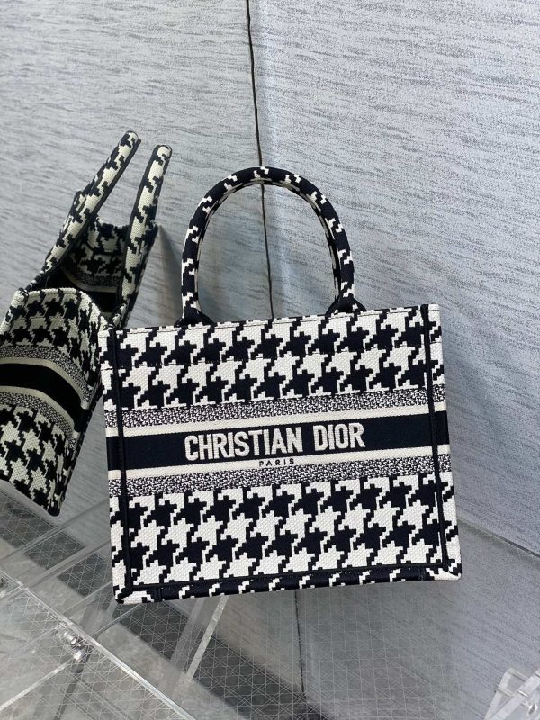 Replica Dior Book Tote - Black Houndstooth Embroidery M1296Ztqt_M911