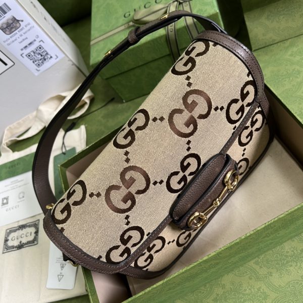 Replica Gucci Horsebit 1955 Brown Leather Shoulder Bag 602204 - Image 6