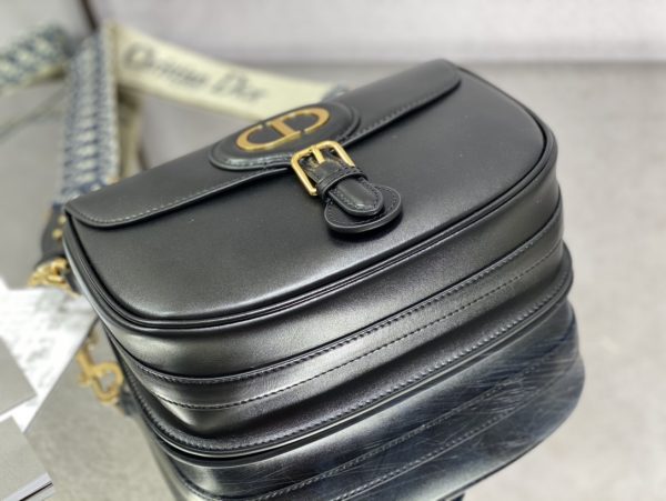 Replica Dior Bobby Bag Black Box Calfskin, Blue Oblique Strap M9320Ubby_M911 - Image 2
