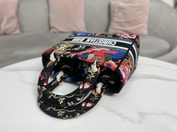 Replica Dior Lady D-Lite Bag Black Multicolor Bird Embroidery - Image 5
