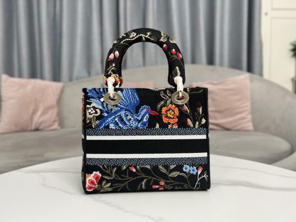 Replica Dior Lady D-Lite Bag Black Multicolor Bird Embroidery - Image 8