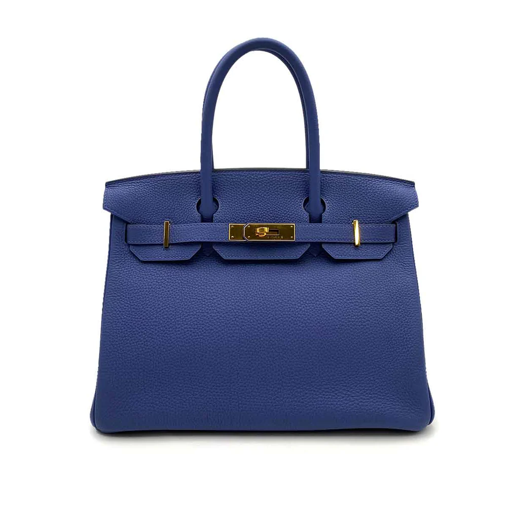 Hermes Birkin 30 Blue Electric Togo Leather Handbag D Engraved