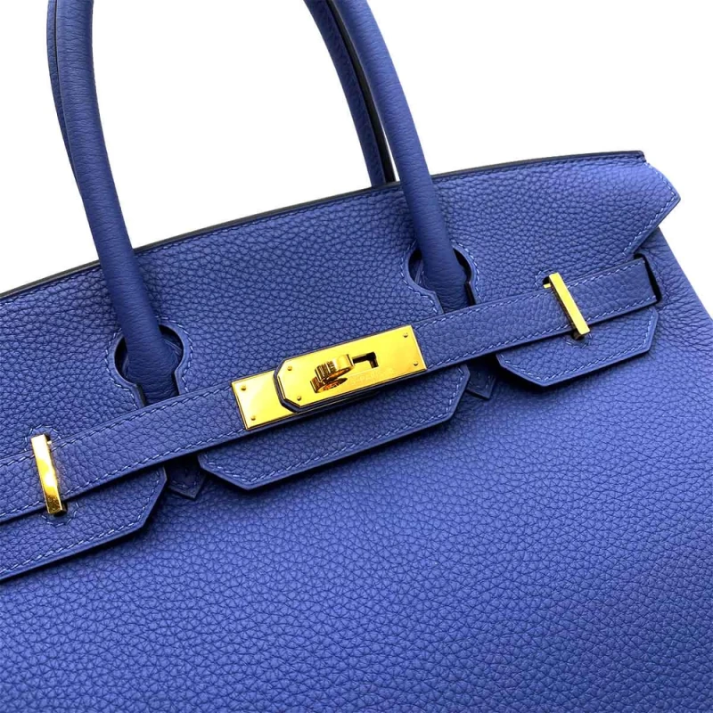 Hermes Birkin 30 Blue Electric Togo Leather Handbag D Engraved - Image 5