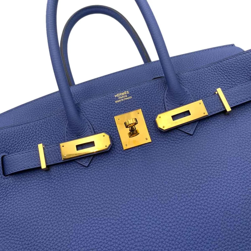 Hermes Birkin 30 Blue Electric Togo Leather Handbag D Engraved - Image 6