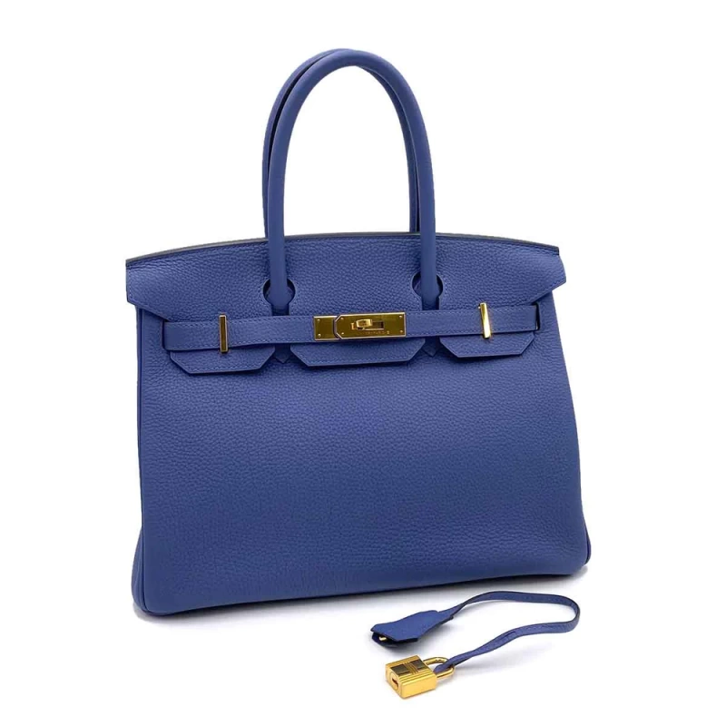 Hermes Birkin 30 Blue Electric Togo Leather Handbag D Engraved - Image 9