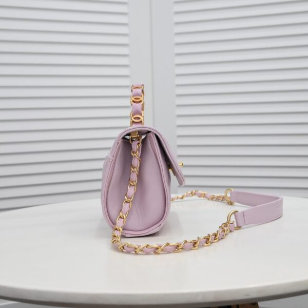 Chanel 21S Pink CC Mini Flap Bag with Gold Chain - Image 3